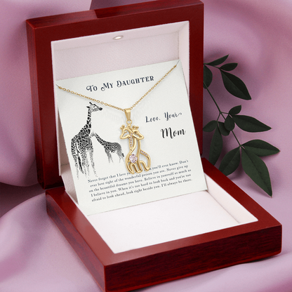 To my daughter from mom - Never forget that I love you - Giraffe Necklace - JustFamilyThings