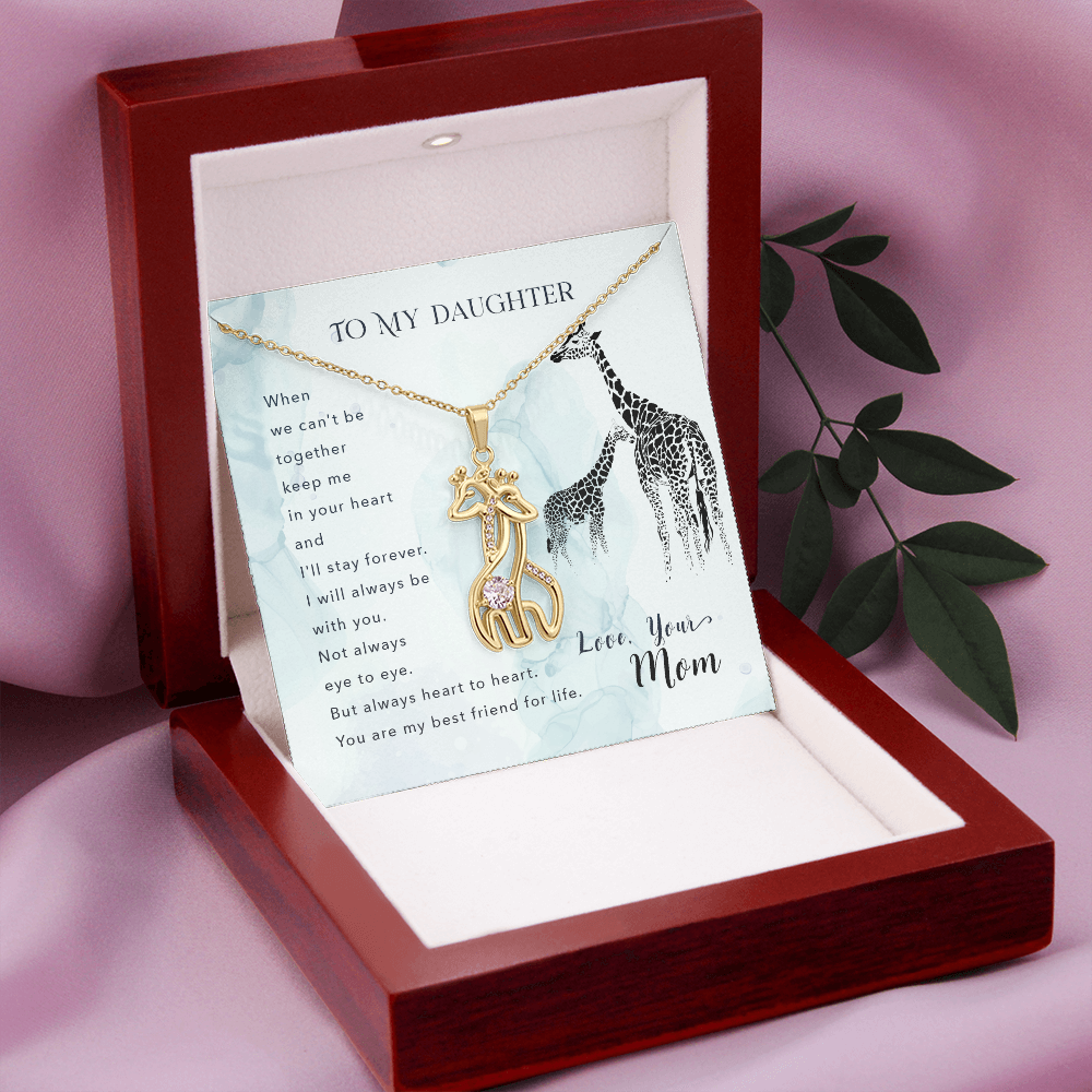 To my daughter from mom - When we can't be - Giraffe Necklace - JustFamilyThings