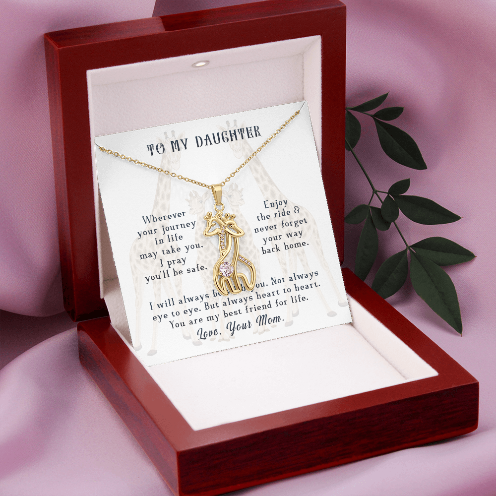 To my daughter from mom - wherever your journey in life may take you - Giraffe Necklace - JustFamilyThings