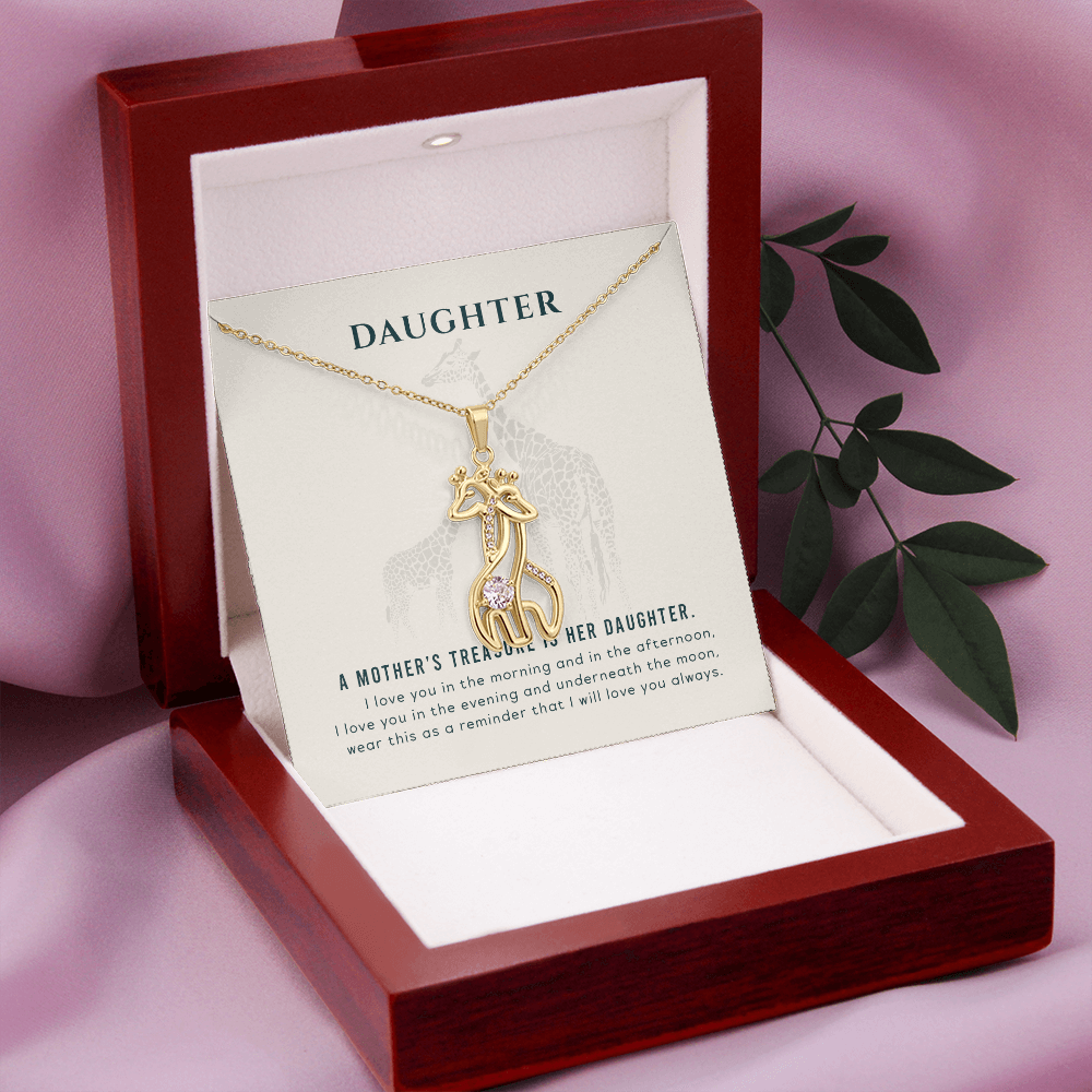 To my daughter - A mother's treasure - Giraffe Necklace - JustFamilyThings