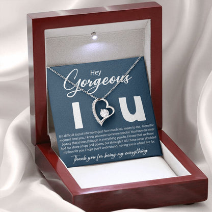 Hey Gorgeous - It Is Difficult To Put Into Words - Forever Love Necklace - JustFamilyThings