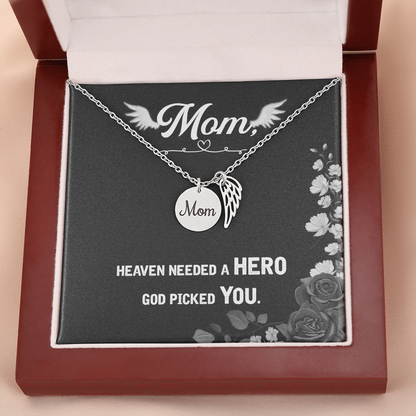 Heaven needed a hero - Mom Remembrance Necklace - JustFamilyThings
