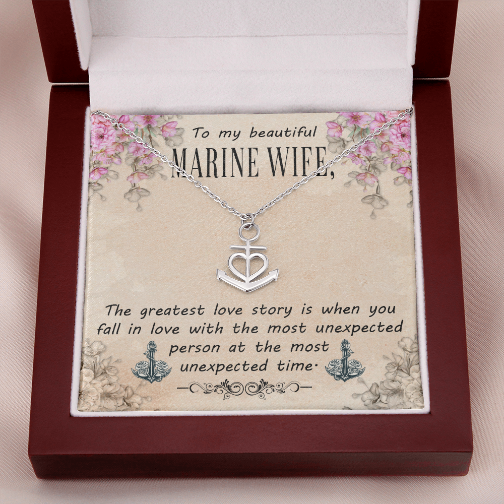 To My Beautiful Marine Wife - Anchor Pendant Necklace - JustFamilyThings