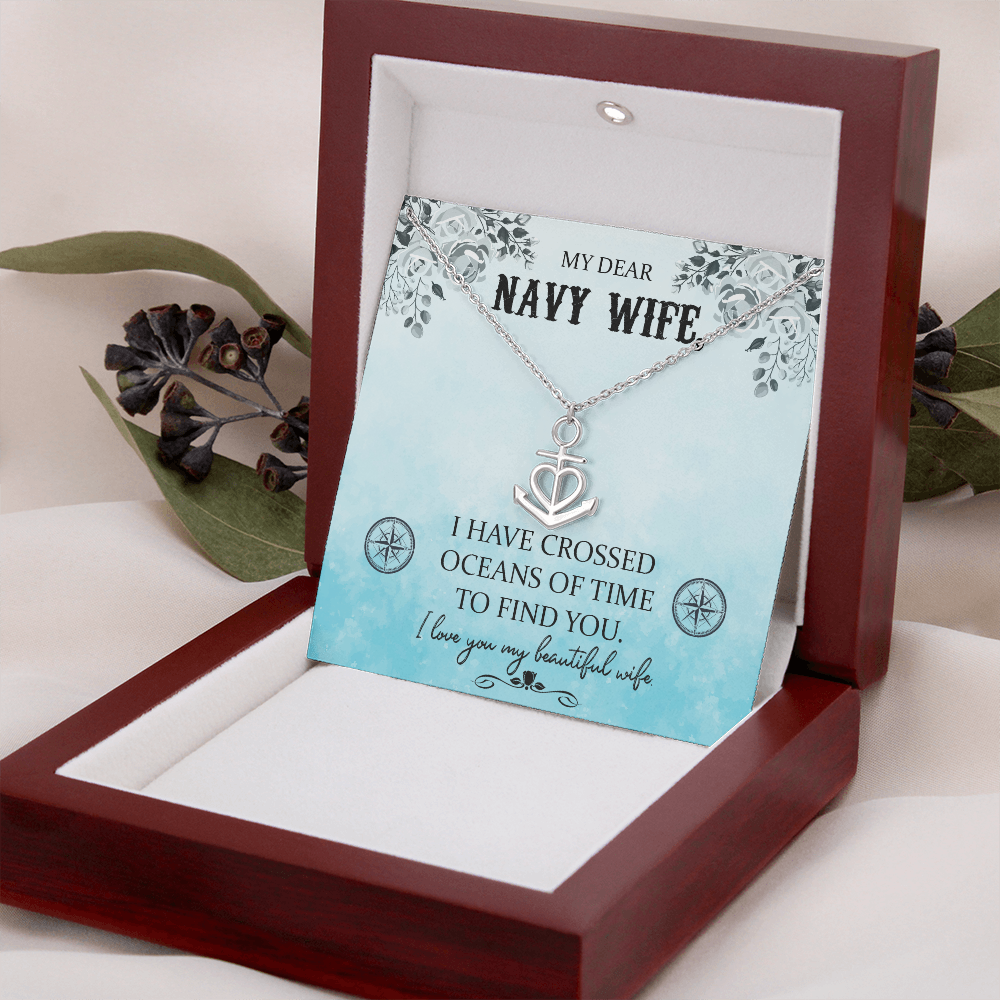 My Dear Navy Wife - Anchor Pendant Necklace - JustFamilyThings