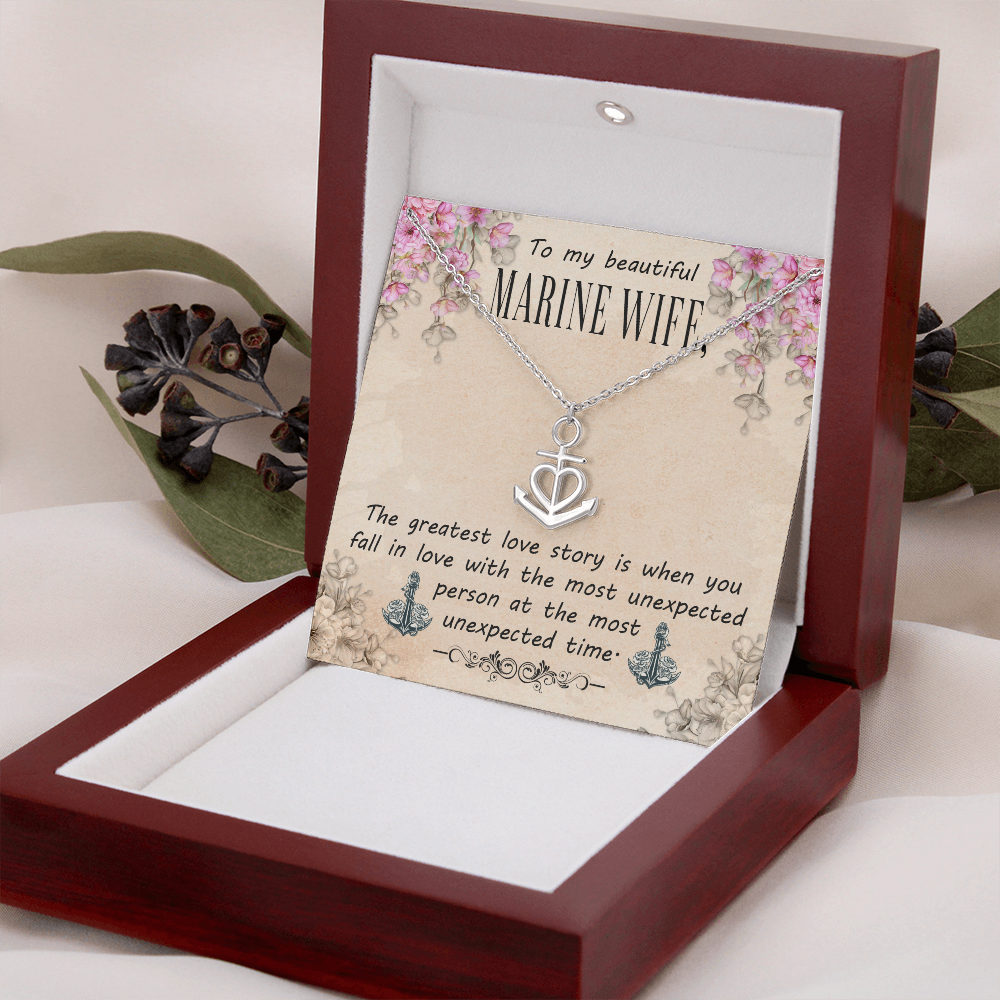 To My Beautiful Marine Wife - Anchor Pendant Necklace - JustFamilyThings