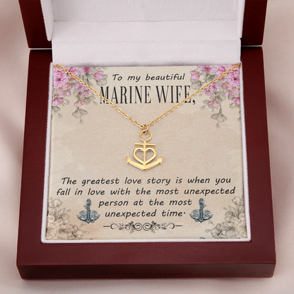 To My Beautiful Marine Wife - Anchor Pendant Necklace - JustFamilyThings