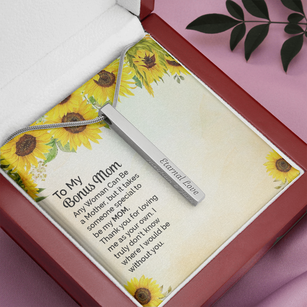 to my bonus mom - Vertical Stick Necklace - JustFamilyThings