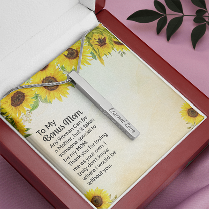 to my bonus mom - Vertical Stick Necklace - JustFamilyThings