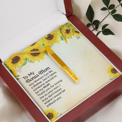 to my bonus mom - Vertical Stick Necklace - JustFamilyThings
