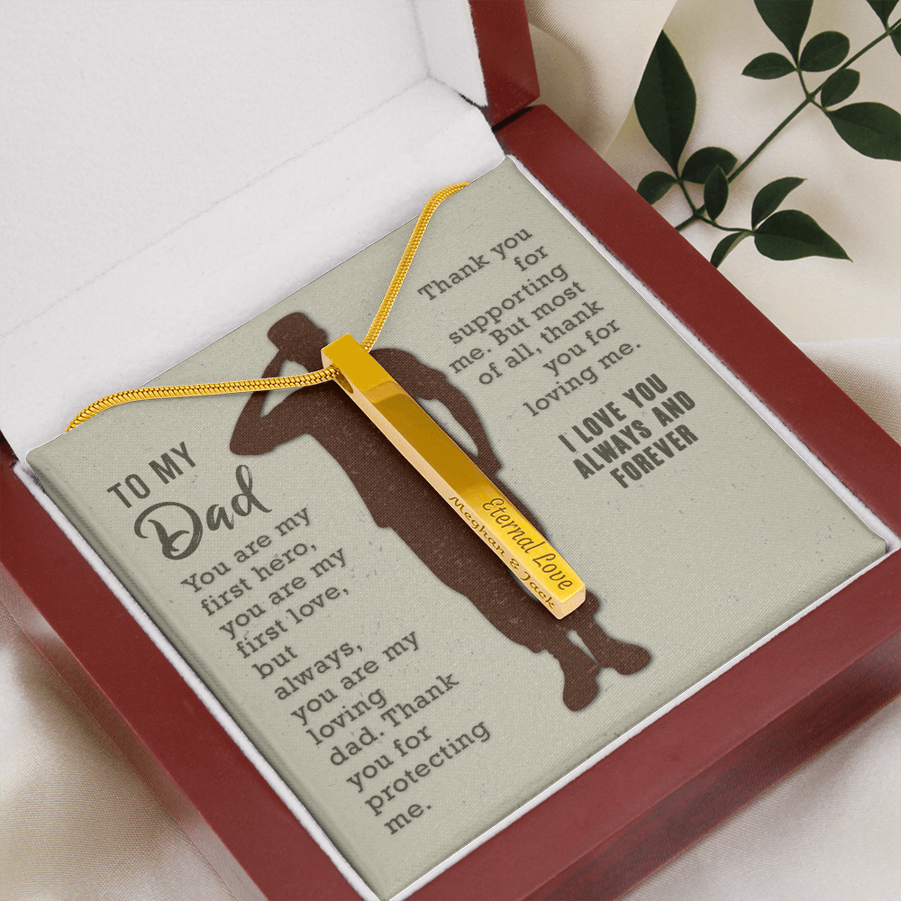 To my dad - You are my first hero - Vertical Stick Necklace - JustFamilyThings