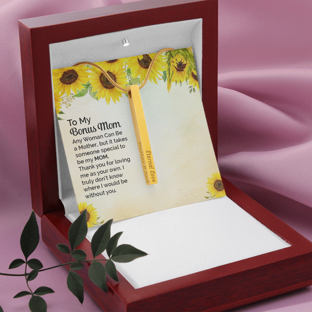 to my bonus mom - Vertical Stick Necklace - JustFamilyThings