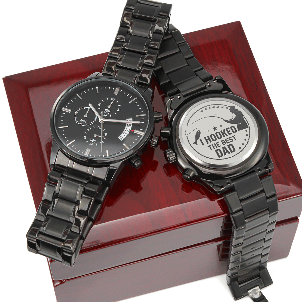 I Hooked The Best Dad - Black Chronograph Watch - JustFamilyThings