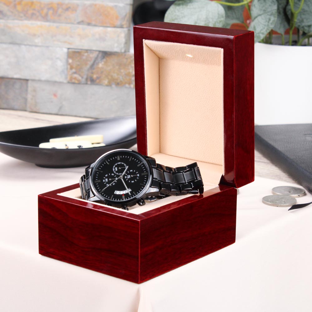 Every Second I Love You More - Black Chronograph Watch - JustFamilyThings