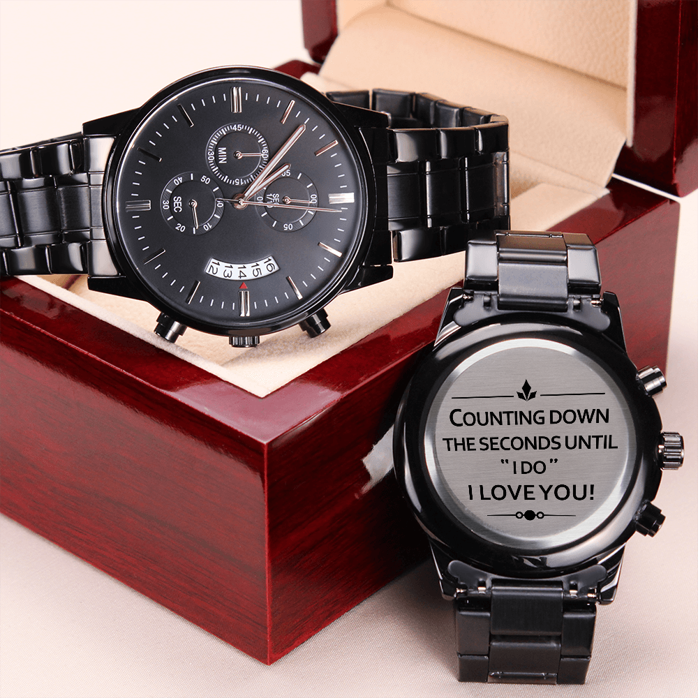 Counting Down The Seconds - Black Chronograph Watch - JustFamilyThings