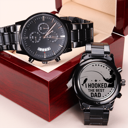 I Hooked The Best Dad - Black Chronograph Watch - JustFamilyThings