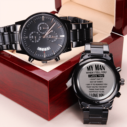 To My Man - Black Chronograph Watch - JustFamilyThings