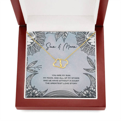 Sun & Moon Gift For Partner - Solid Gold Necklace - JustFamilyThings
