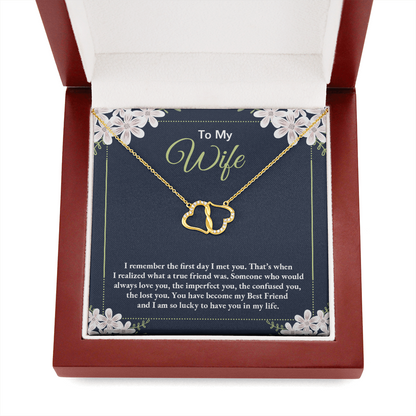 To my Wife - i remember the first day i met you - Solid Gold + Real Diamonds Necklace - JustFamilyThings