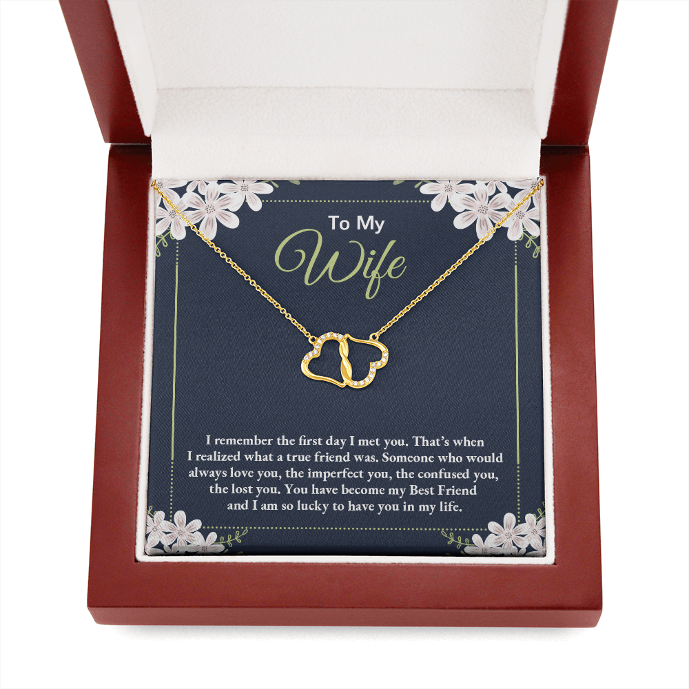 To my Wife - i remember the first day i met you - Solid Gold + Real Diamonds Necklace - JustFamilyThings