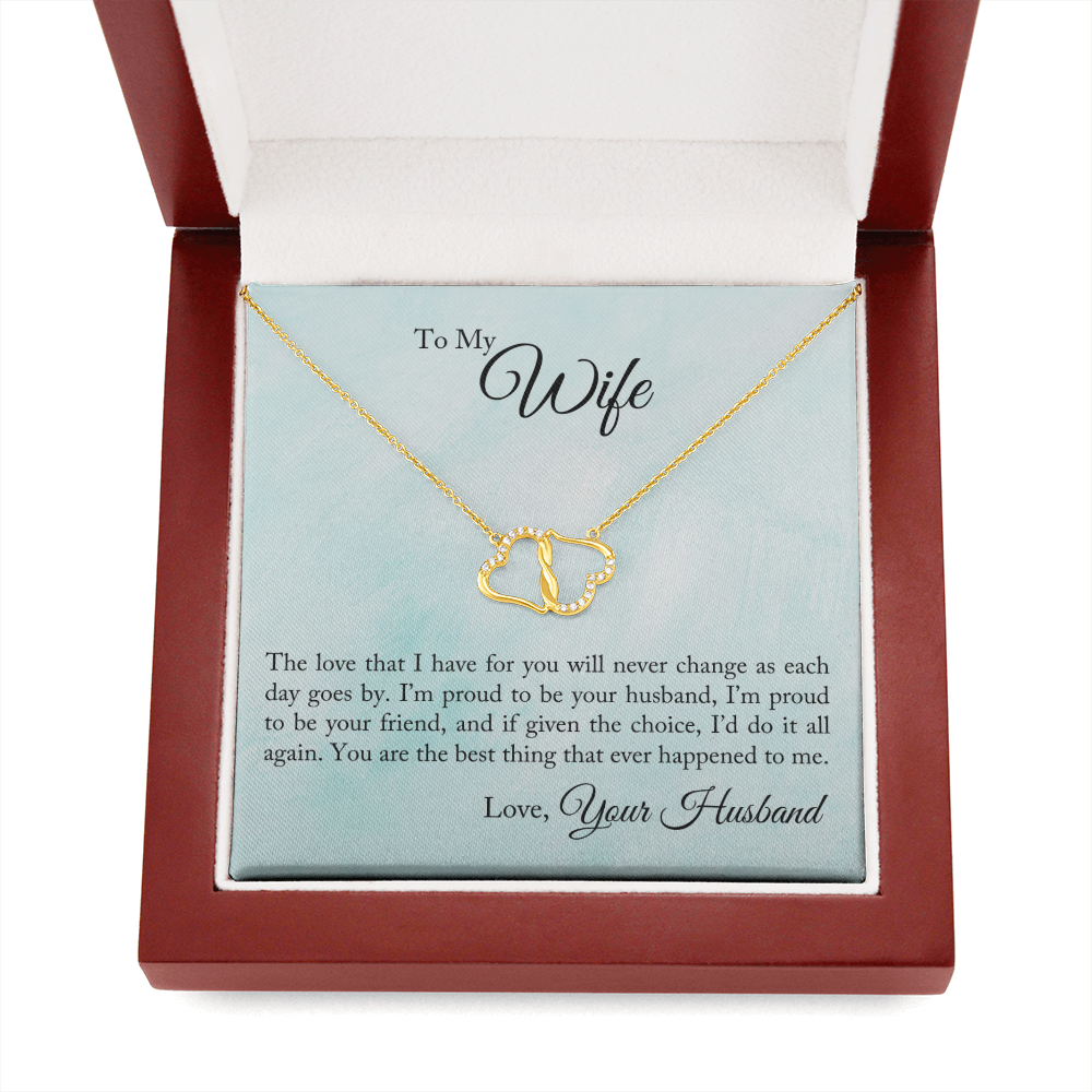 To My Wife - Proud To Be Your Husband - Solid Gold + Real Diamonds Necklace - JustFamilyThings