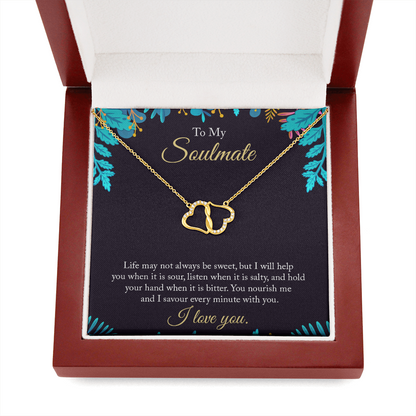 To My Soulmate - life may not always be sweet - Solid Gold + Real Diamonds Necklace - JustFamilyThings
