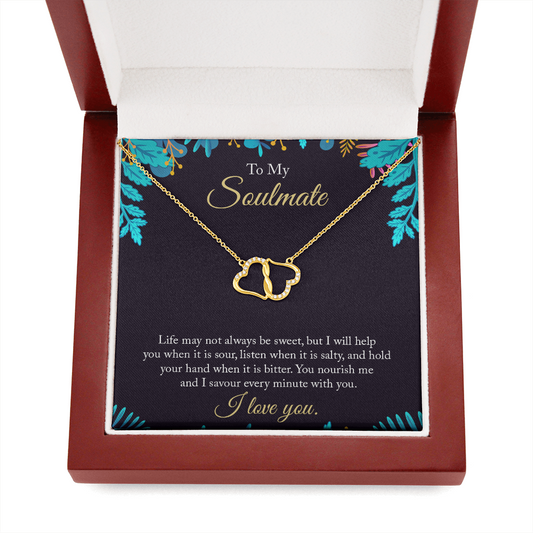 To My Soulmate - life may not always be sweet - Solid Gold + Real Diamonds Necklace - JustFamilyThings