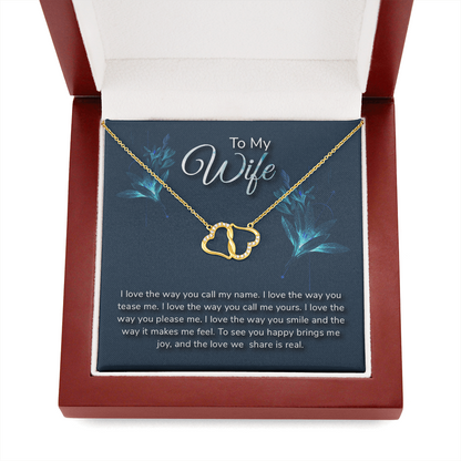 To my Wife -I love the way you call my name - Solid Gold + Real Diamonds Necklace - JustFamilyThings