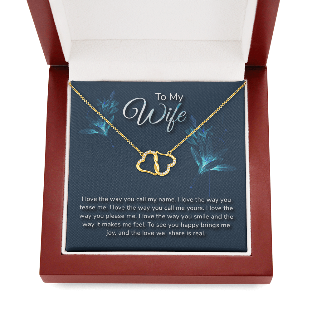 To my Wife -I love the way you call my name - Solid Gold + Real Diamonds Necklace - JustFamilyThings