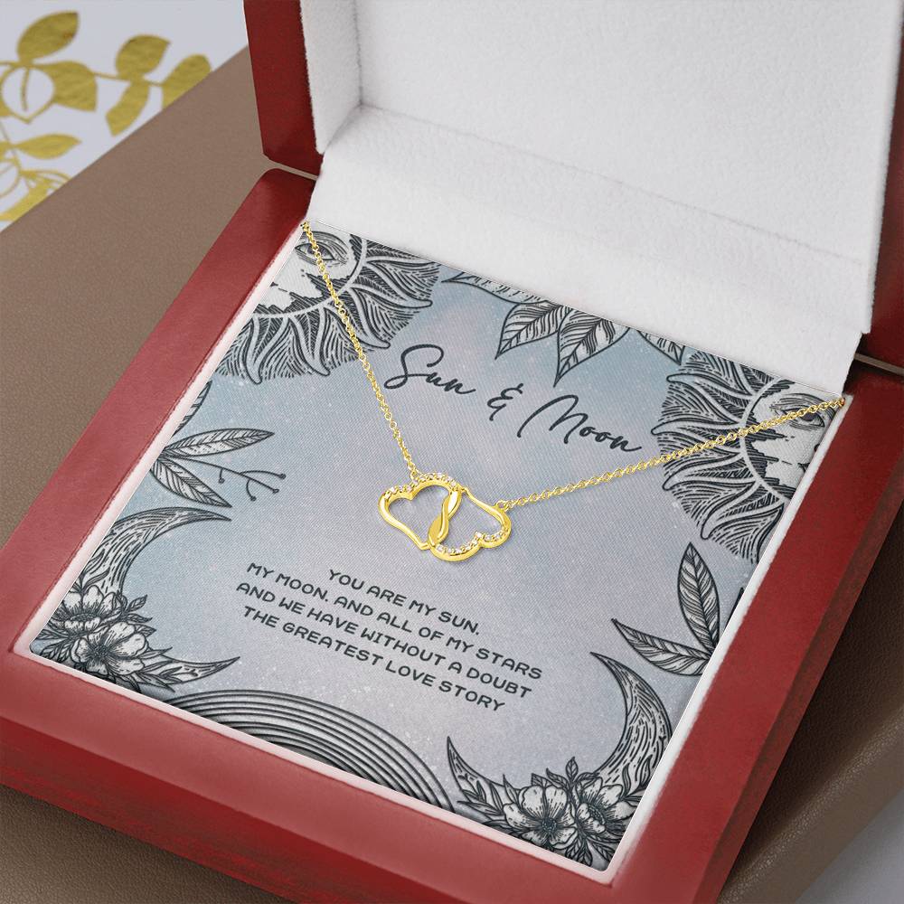 Sun & Moon Gift For Partner - Solid Gold Necklace - JustFamilyThings