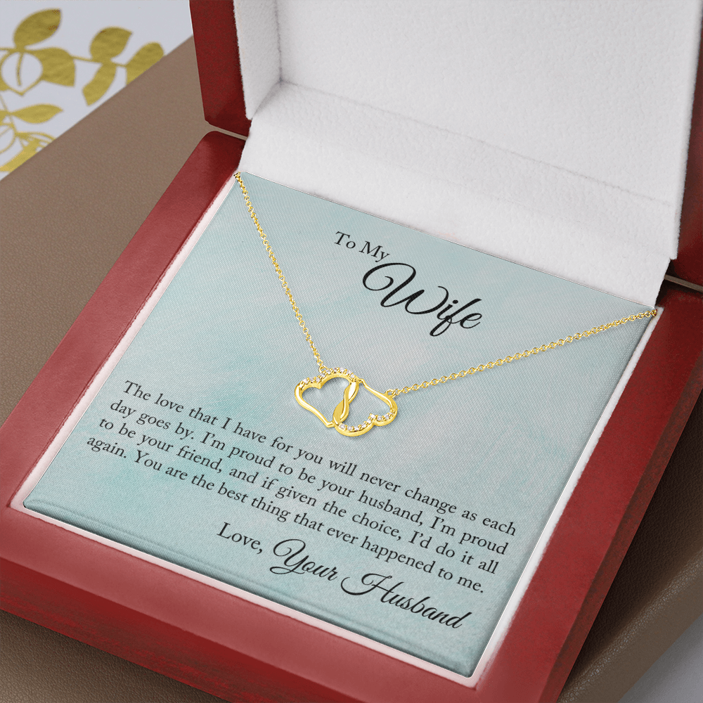 To My Wife - Proud To Be Your Husband - Solid Gold + Real Diamonds Necklace - JustFamilyThings