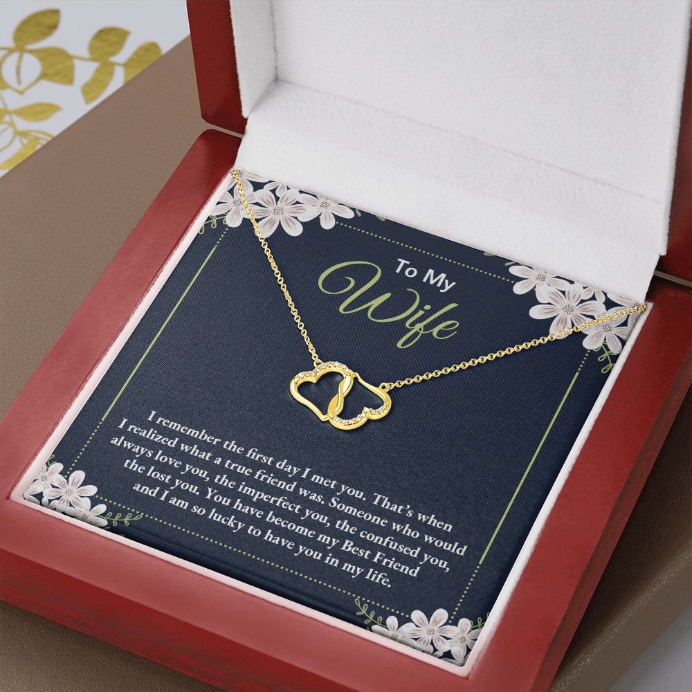 To my Wife - i remember the first day i met you - Solid Gold + Real Diamonds Necklace - JustFamilyThings