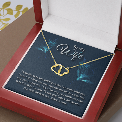 To my Wife -I love the way you call my name - Solid Gold + Real Diamonds Necklace - JustFamilyThings