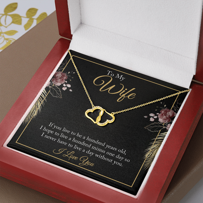 To My Wife - if you live to be a hundred years old - Solid Gold + Real Diamonds Necklace - JustFamilyThings