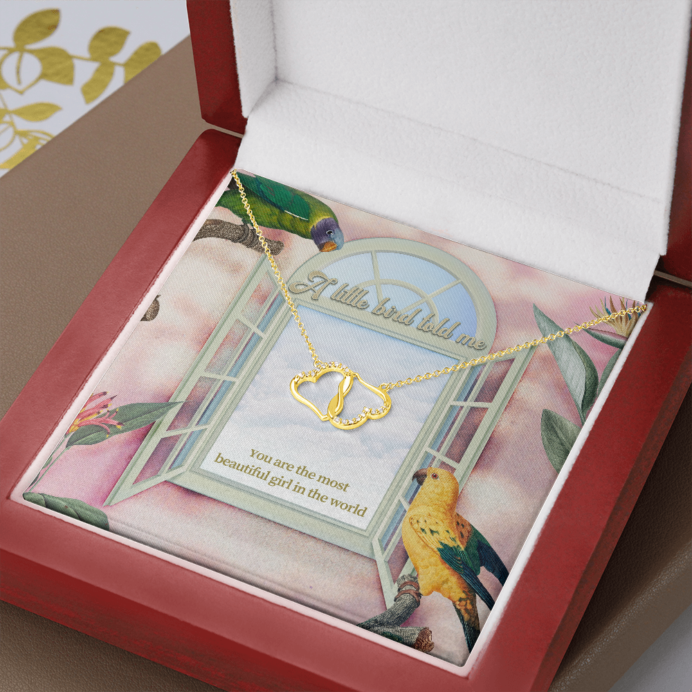 A Little Bird Told me, Gift for The Most Beautiful Girl In The World, Solid Gold Necklace, Gift for Girlfriend/Partner - JustFamilyThings