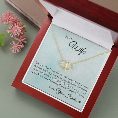 To My Wife - Proud To Be Your Husband - Solid Gold + Real Diamonds Necklace - JustFamilyThings