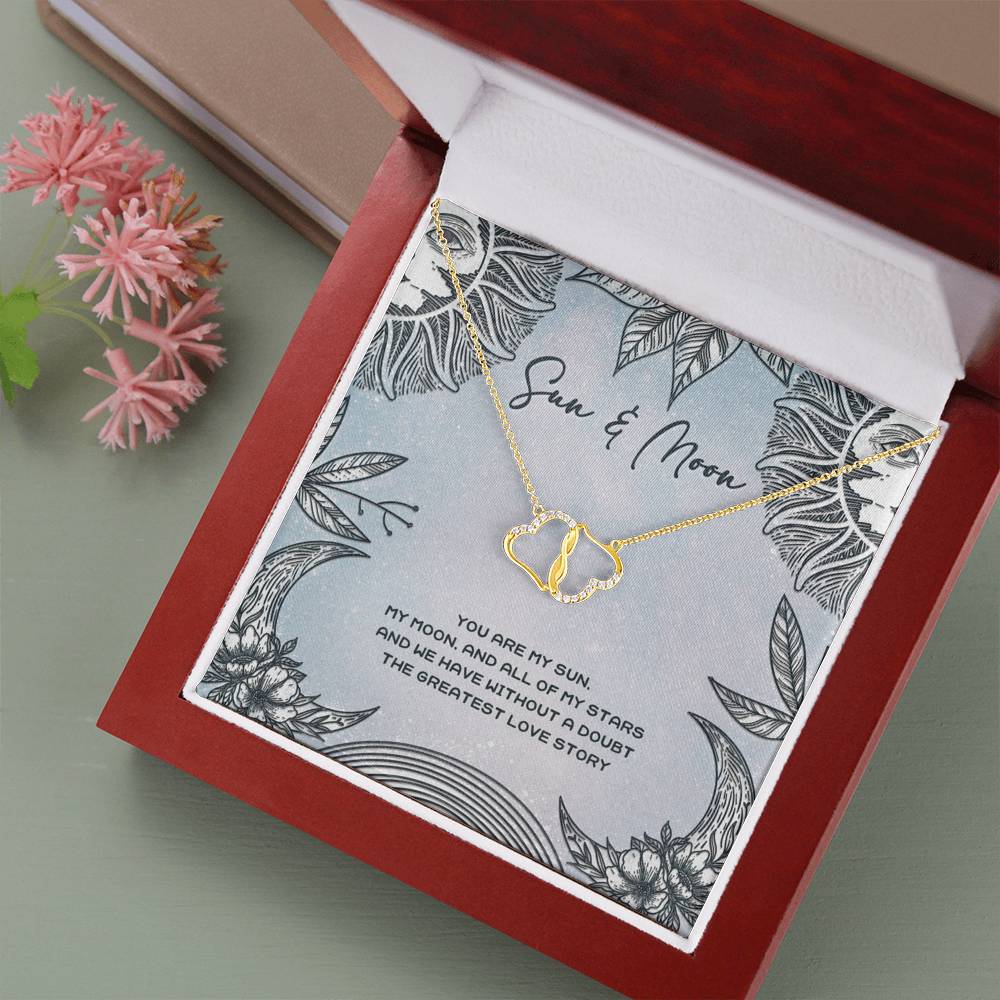 Sun & Moon Gift For Partner - Solid Gold Necklace - JustFamilyThings