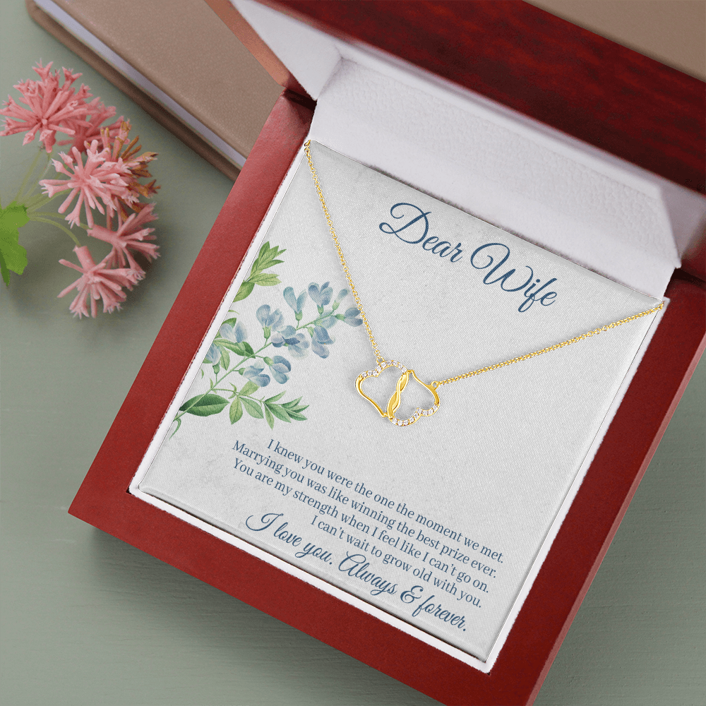 To wife - I knew you were the one - Solid Gold + Real Diamonds Necklace - JustFamilyThings
