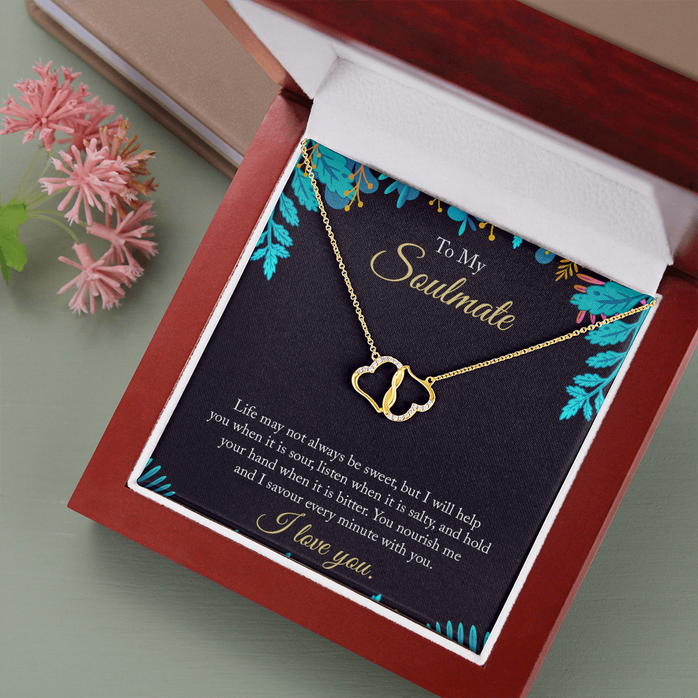 To My Soulmate - life may not always be sweet - Solid Gold + Real Diamonds Necklace - JustFamilyThings