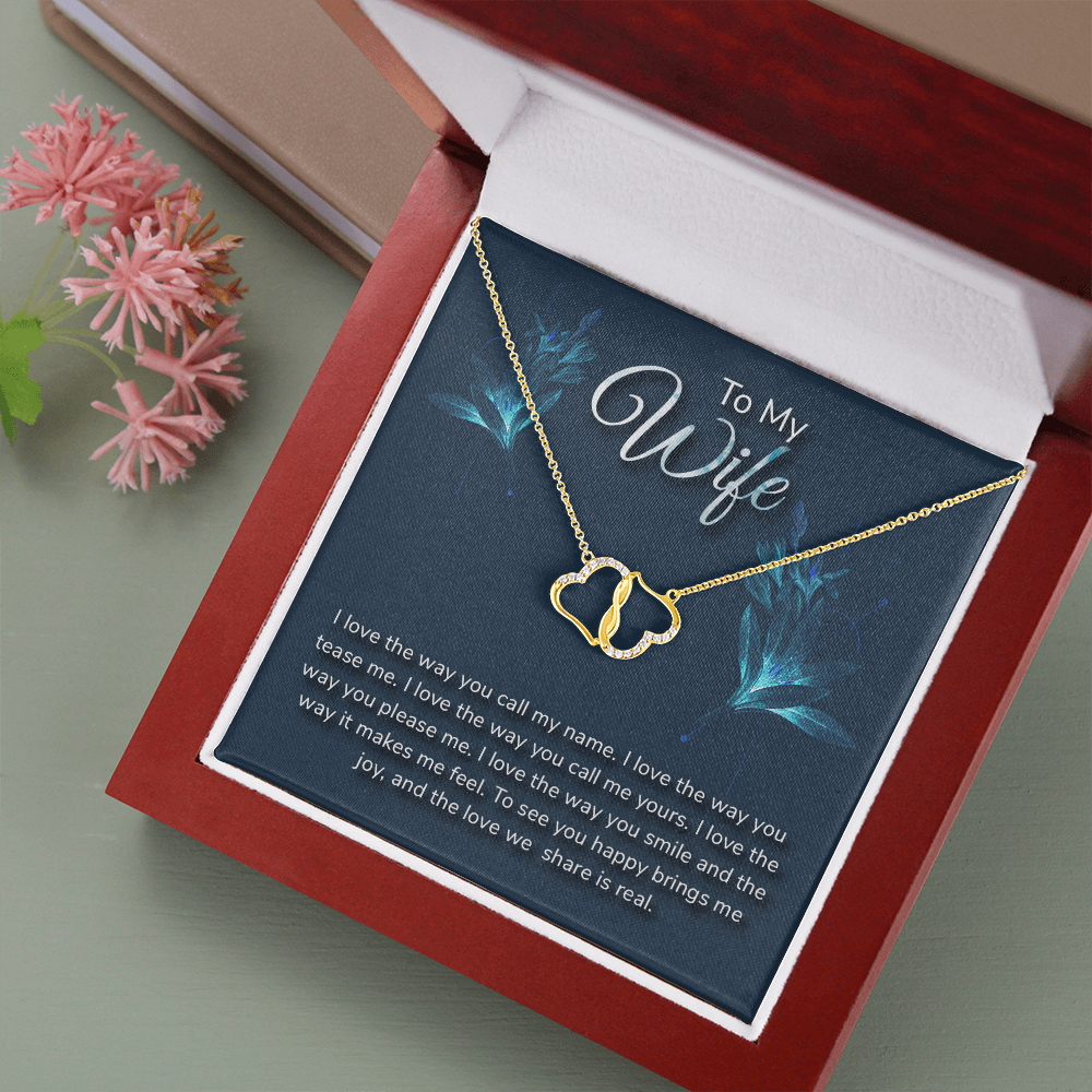 To my Wife -I love the way you call my name - Solid Gold + Real Diamonds Necklace - JustFamilyThings