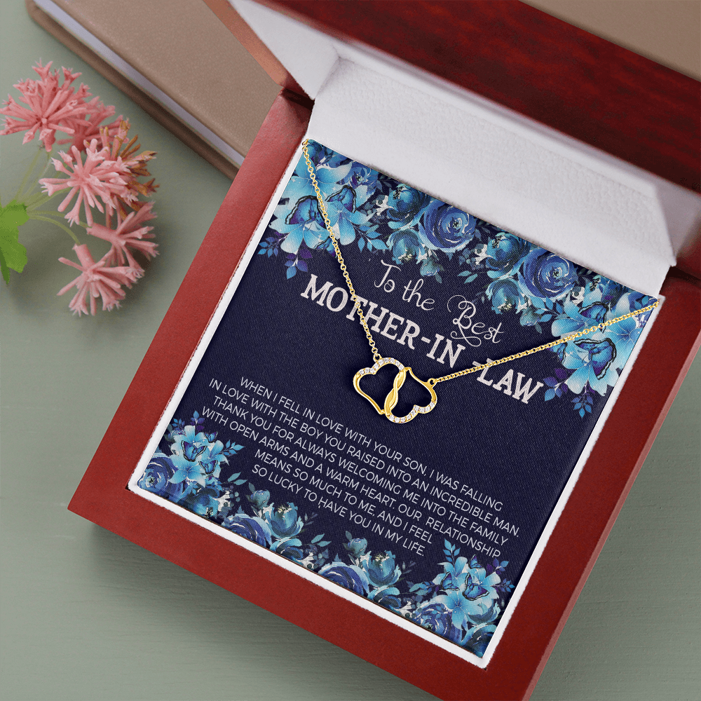 To The Best Mother in law - Solid Gold + Real Diamonds Necklace - JustFamilyThings