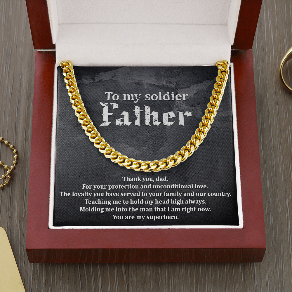 Gift For Soldier Father, Cuban Link Chain For Soldier Dad - Cuban Link Chain - JustFamilyThings