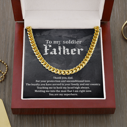 Gift For Soldier Father, Cuban Link Chain For Soldier Dad - Cuban Link Chain - JustFamilyThings