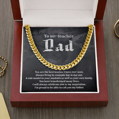 Thick Chain Necklace Gift for Teacher Dad, Gift for Teacher Father from Child - Cuban Link Chain - JustFamilyThings