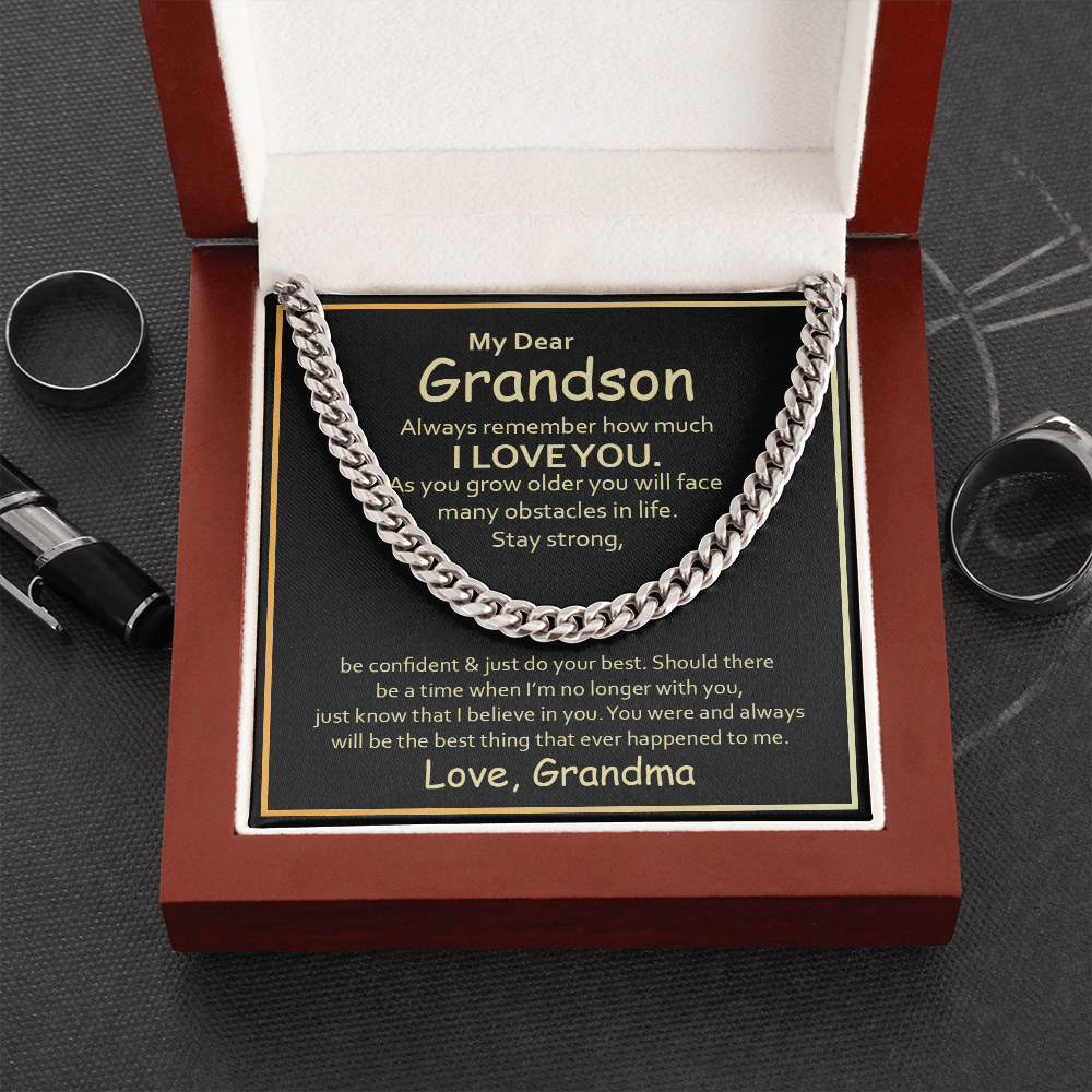 My Dear Grandson from grandma - Always remember how much i love you - Cuban Link Chain - JustFamilyThings