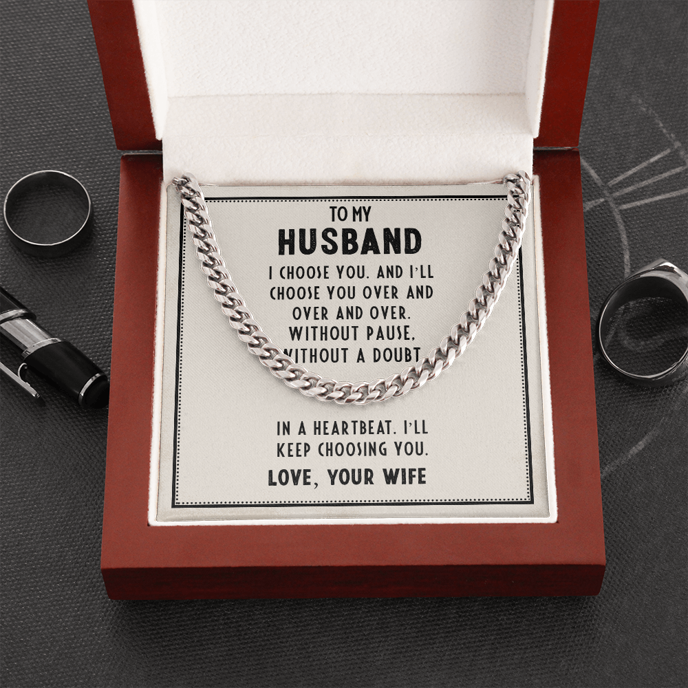 to my husband - I choose you - Cuban Link Chain - JustFamilyThings