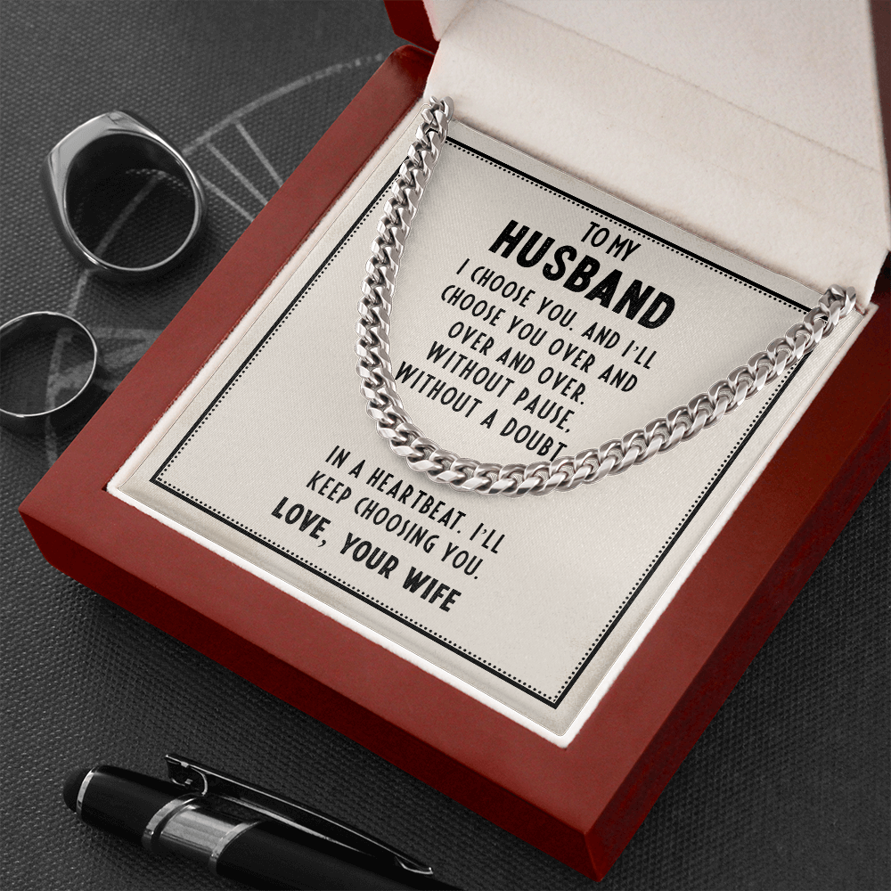 to my husband - I choose you - Cuban Link Chain - JustFamilyThings