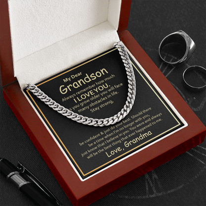My Dear Grandson from grandma - Always remember how much i love you - Cuban Link Chain - JustFamilyThings