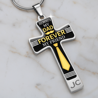 Load image into Gallery viewer, Always my dad forever my friend - Graphic Cross - JustFamilyThings
