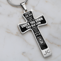 Load image into Gallery viewer, To my son when life tries to knock you down - Graphic Cross - JustFamilyThings
