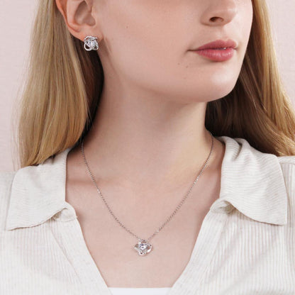 To My Gorgeous Wife - Love Knot Necklace + Earrings Set - JustFamilyThings